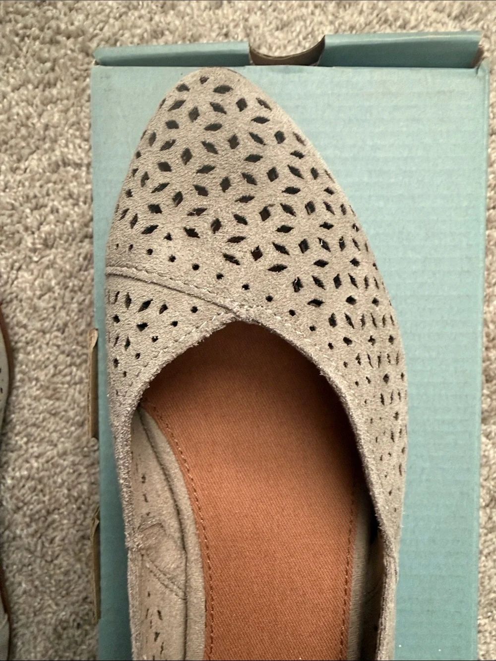 Toms Women's Taupe Laser-Cut Ballet Flats
